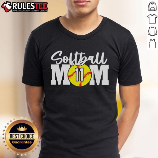 Awesome Softball Mom Number 11 T-Shirt featuring a stylish design for proud softball moms supporting their players.