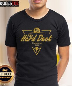 Awesome The Hard Deck Fighter Town USA vintage t-shirt featuring retro design and bold graphics for aviation enthusiasts.