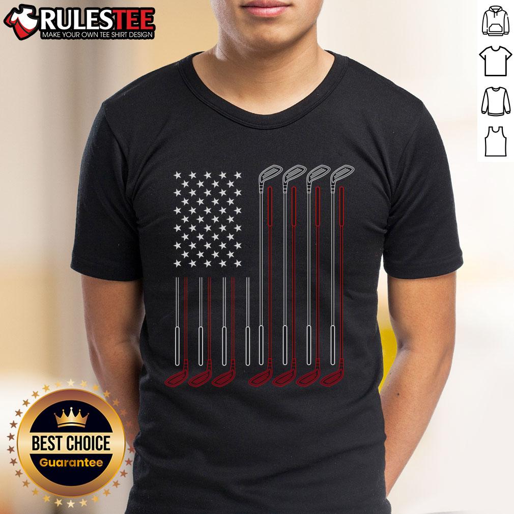 Awesome Us Flag Golfer Golfing Sport Golf Course American Pride Golf T Shirt Alt Text: Golfer wearing an American flag golf t-shirt on a golf course, showcasing American pride in the sport of golfing.
