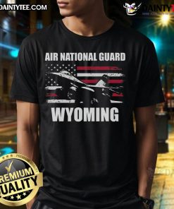 Awesome Wyoming Air National Guard Jet T-Shirt featuring a bold jet graphic and patriotic colors, perfect for aviation enthusiasts.