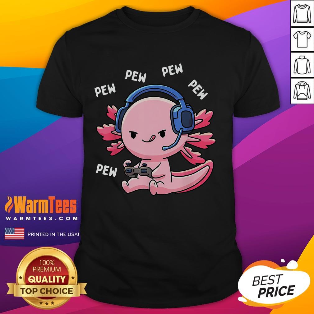 Cute Axolotl Gaming Anime Video Game Pew Gamer T Shirt Adorable axolotl gaming anime design on a Pew Gamer T-shirt, perfect for gamers and anime lovers.