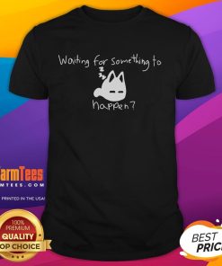 Alt Text: Cute cat lover wearing an Omori cat T-shirt, eagerly waiting for something exciting to happen.