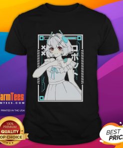 Alt Text: Cute Ellie Minibot Vtuber T-Shirt featuring a sweet robot design, perfect for fans of adorable anime-style apparel.