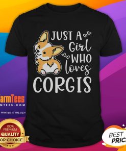 Cute Just A Girl Who Loves Corgis T-Shirt featuring an adorable corgi graphic, perfect for dog lovers.
