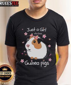 Alt Text: Cute 'Just A Girl Who Loves Guinea Pigs' T-Shirt featuring vibrant flowers, perfect for animal lovers.