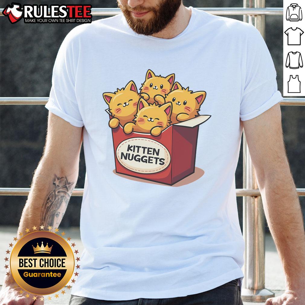 Cute Kitten Nuggets Chicken Nuggets Cat Lover T Shirt Adorable kitten graphic on a 'Cute Kitten Nuggets Chicken Nuggets' T-shirt for cat lovers, showcasing fun pet-themed apparel.
