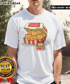 Adorable 'Cute Kitten Nuggets' food pun T-shirt for cat lovers, featuring a playful design and vibrant colors.