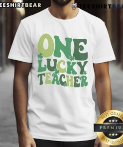 Alt Text: Cute One Lucky Teacher St Patrick's Day T-Shirt featuring a playful design perfect for celebrating Irish heritage.