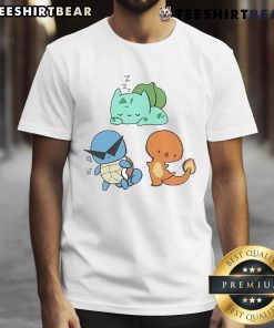 Alt Text: Cute Pokmon Bulbasaur Trio T-Shirt featuring vibrant illustrations of Bulbasaur and friends on a stylish tee.