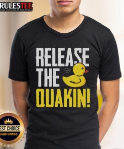 Alt Text: Cute Release The Quackin Rubber Duck T-Shirt featuring a playful duck design, perfect for casual wear and gifts.