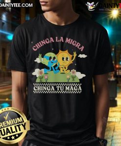 Stylish Cute Retro Chinga La Migra Chinga Tu Maga T-Shirt featuring bold graphics and vibrant colors for a trendy look.