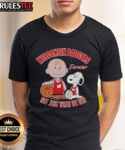 Alt Text: Cute Snoopy and Charlie Brown on Washington Badgers t-shirt, 'The Peanuts Forever Not Just When We Win' design.