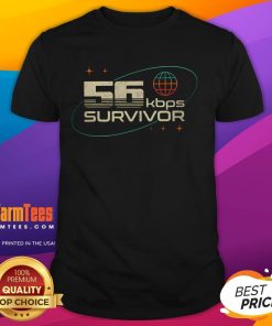 Funny 56Kbps Survivor Retro T-Shirt featuring a nostalgic 90s internet design for tech enthusiasts and vintage lovers.