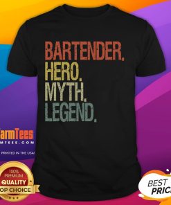 Funny Bartender Hero Myth Legend Vintage T-Shirt featuring a humorous graphic design for bartending enthusiasts.