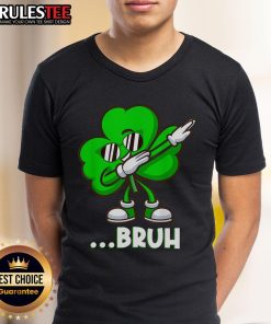 Funny Bruh Dabbing Shamrock St Patrick's Day T-Shirt design featuring a playful character celebrating the holiday.