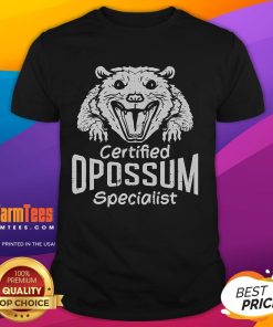 Funny Certified Opossum Specialist possum t-shirt featuring a playful design and vibrant colors for animal lovers.