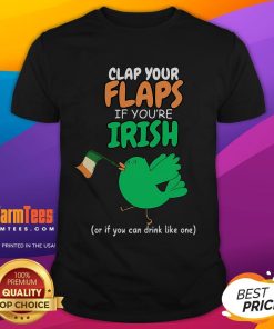 Funny St. Patrick's Day Irish T-Shirt featuring 'Clap Your Flaps' design, perfect for festive celebrations and humor.