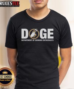 Funny Doge Department of Gooning Enthusiasts T-Shirt featuring a playful Doge meme design, perfect for dog lovers.