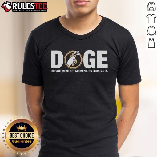 Funny Doge Department of Gooning Enthusiasts T-Shirt featuring a playful Doge meme design, perfect for dog lovers.