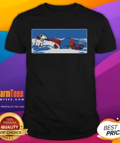 Funny Family Guy Death Pose Griffin graphic on an Arctic-themed T-shirt, showcasing humor and pop culture style.