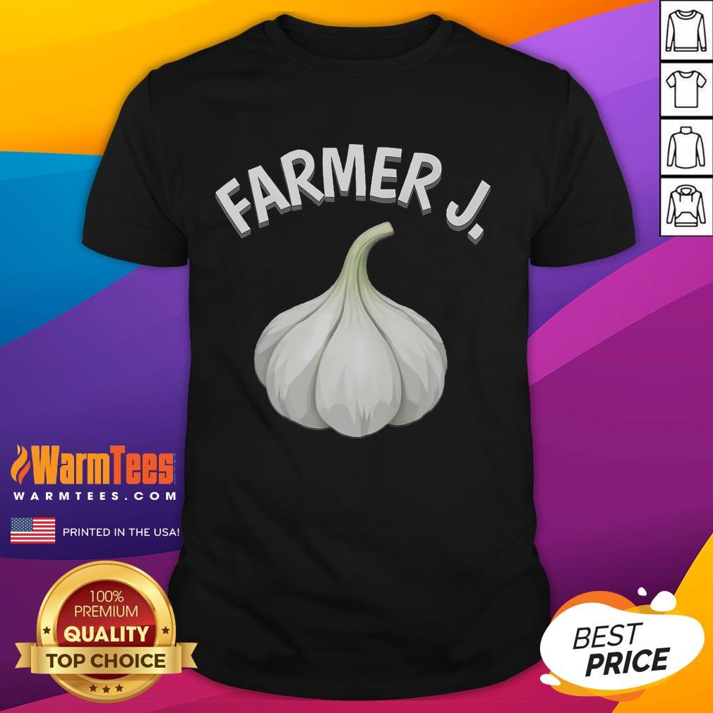 Funny Farmer J Garlic T Shirt Funny Farmer J Garlic T-Shirt featuring a humorous garlic graphic, perfect for garlic lovers and farmers alike.