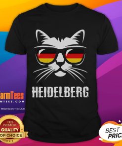 Funny Heidelberg City Cat wearing German flag on a T-Shirt, perfect for Germany lovers and cat enthusiasts.