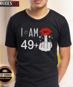 Funny I Am 49 Plus 1 Middle Finger 50th Birthday T-Shirt design featuring a humorous graphic for a milestone birthday celebration.