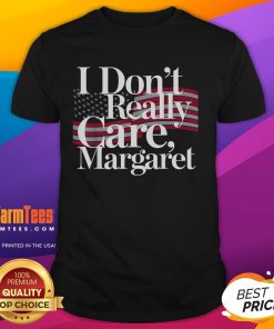 Funny 'I Don't Really Care' Margaret minimalist t-shirt design featuring bold text and a simple aesthetic.