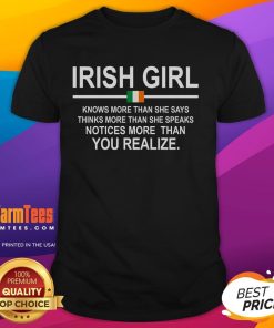 Funny Irish Girl Definition St Patrick's Day T-Shirt featuring playful text and festive green design for celebration.