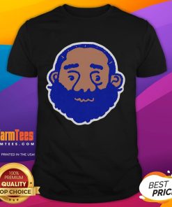 Funny Los Angeles Clippers James Harden head cartoon T-shirt design featuring a playful illustration of Harden's face.