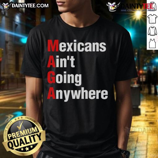 Funny Mexicans Ain't Going Anywhere Mexico Immigrates T-Shirt featuring humorous graphic design and vibrant colors.