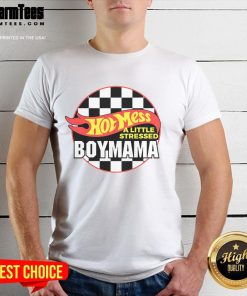 Alt Text: Funny Mom Hot Mess A Little Stressed Mama T-Shirt featuring playful text design for humorous moms.