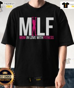 Funny mom in love with fitness wearing a gym T-shirt, showcasing a stylish and humorous workout look for mothers.