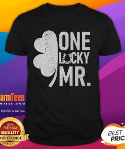 Alt Text: Funny One Lucky Mr Matching St Patrick's Day T-Shirt featuring playful graphics and festive green design.