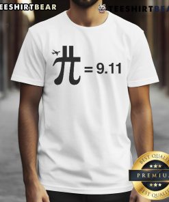Funny Pi Plane = 9.11 T-Shirt featuring a humorous design combining mathematics and aviation themes for math enthusiasts.