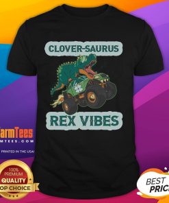 Funny St. Patrick's Day T-shirt featuring a shamrock dinosaur design, celebrating Irish-American traditions in style.