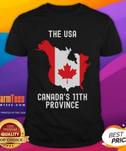Funny USA Canadas 11th Province T-Shirt featuring humorous graphics celebrating Canadian-American culture.