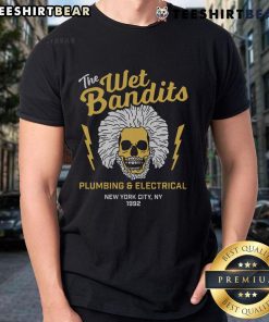 Funny The Wet Bandits movie T-shirt featuring plumbing and electrical theme, inspired by NYC 1992 classic comedy.