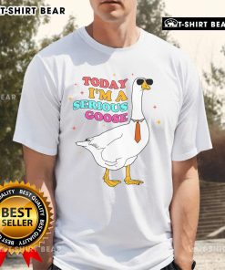 Funny 'Today I'm a Serious Goose' t-shirt featuring a cute goose graphic, perfect for quirky fashion lovers.