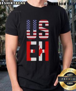 Alt Text: Funny Useh America Canada flag T-shirt showcasing a humorous blend of American and Canadian pride.