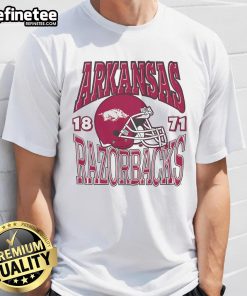 Good Arkansas Razorbacks Classic Team Helmet T-Shirt featuring bold team logo and vibrant colors, perfect for fans.