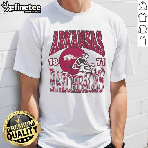 Good Arkansas Razorbacks Classic Team Helmet T-Shirt featuring bold team logo and vibrant colors, perfect for fans.