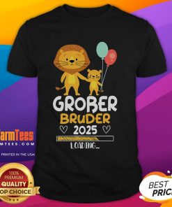 Good Big Brother 2025 Loading Baby Lion Boy T-Shirt featuring a cute lion graphic, perfect for proud siblings.