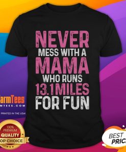 Alt Text: Good Half Marathon Mom graphic t-shirt design featuring a playful slogan about running 13.1 miles.