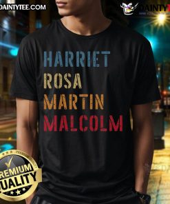 Good Harriet Rosa Martin Malcolm T-Shirt featuring iconic civil rights leaders in a stylish design for activism and awareness.
