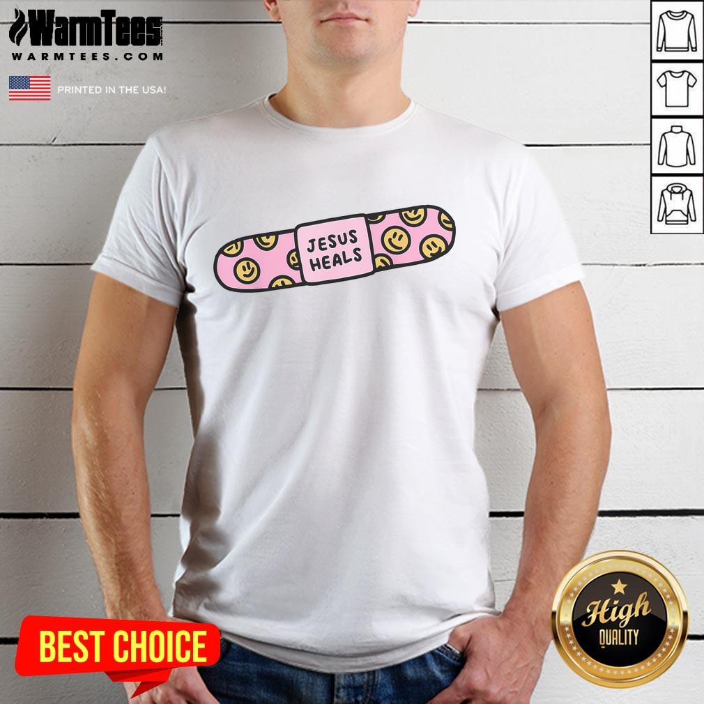 Good Jesus Heals Bandaid Christian Faith Healing Bible Verse T Shirt Good Jesus Heals Bandaid T-Shirt showcasing Christian faith and healing, featuring a Bible verse design.