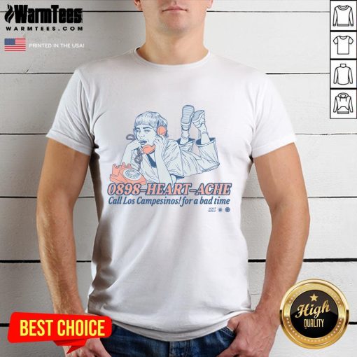 Good Los Campesinos T-shirt featuring 'Heartache Call Los Campesinos For A Bad Time' design, perfect for music fans.