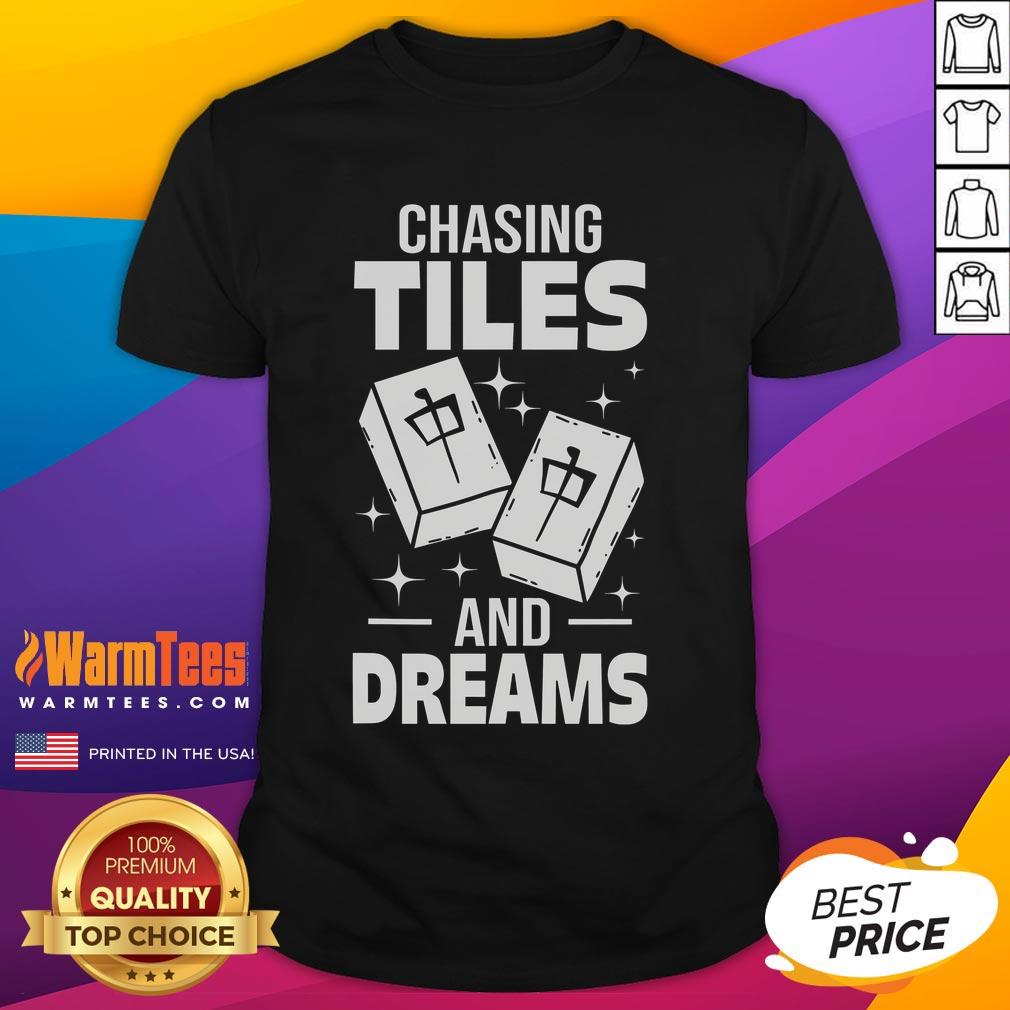 Good Mahjong Chasing Tiles And Dreams For Asian Player Mahjong T Shirt Asian player wearing 'Good Mahjong Chasing Tiles And Dreams' T-shirt, showcasing a passion for Mahjong and cultural pride.