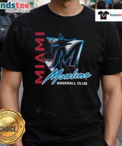 Good Miami Marlins Side Arm Baseball Club T-Shirt featuring vibrant team colors and logo, perfect for fans and casual wear.