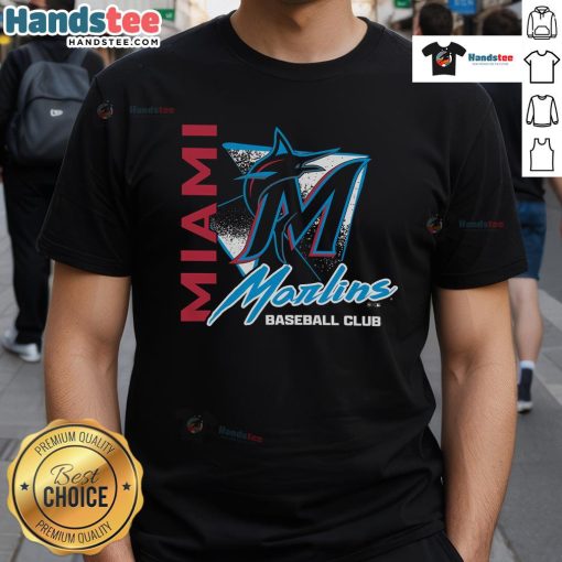 Good Miami Marlins Side Arm Baseball Club T-Shirt featuring vibrant team colors and logo, perfect for fans and casual wear.